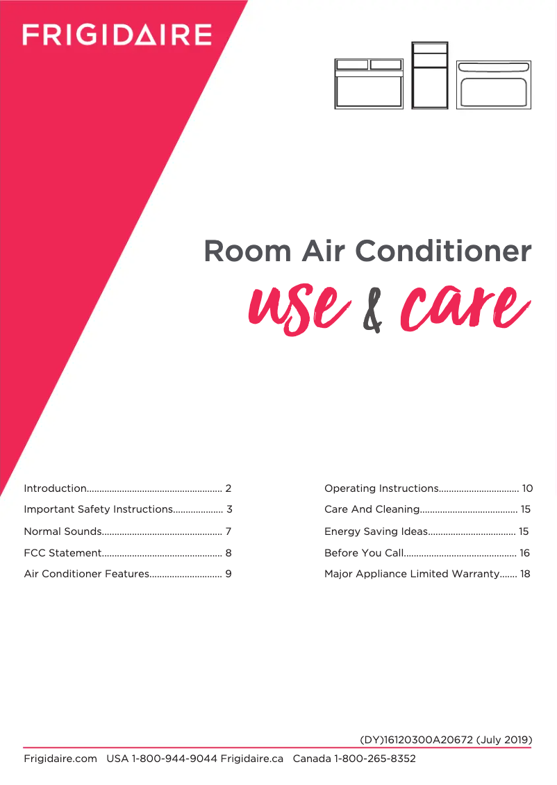 Page 1 de la notice Manuel utilisateur Frigidaire FHTW123WA1