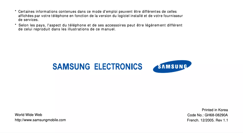 Page n°1 - Manuel utilisateur Samsung SGH-E360