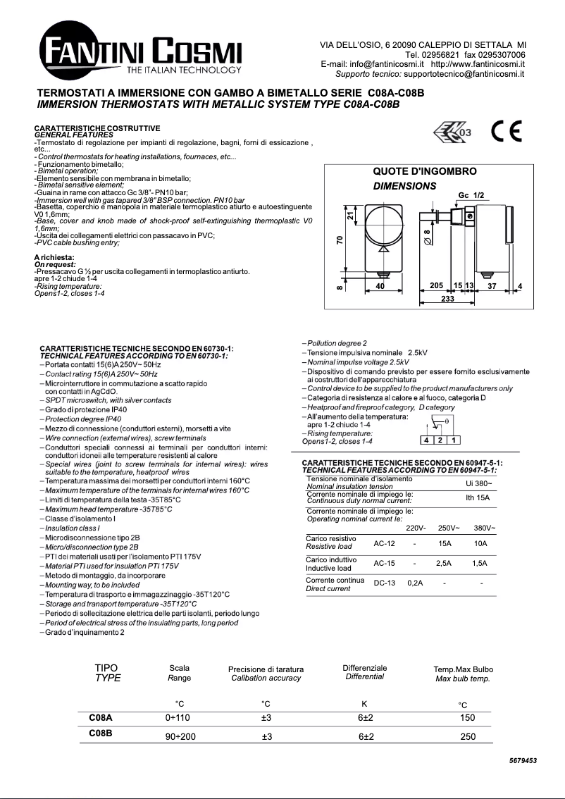 Page 1 de la notice Manuel utilisateur Fantini Cosmi C08