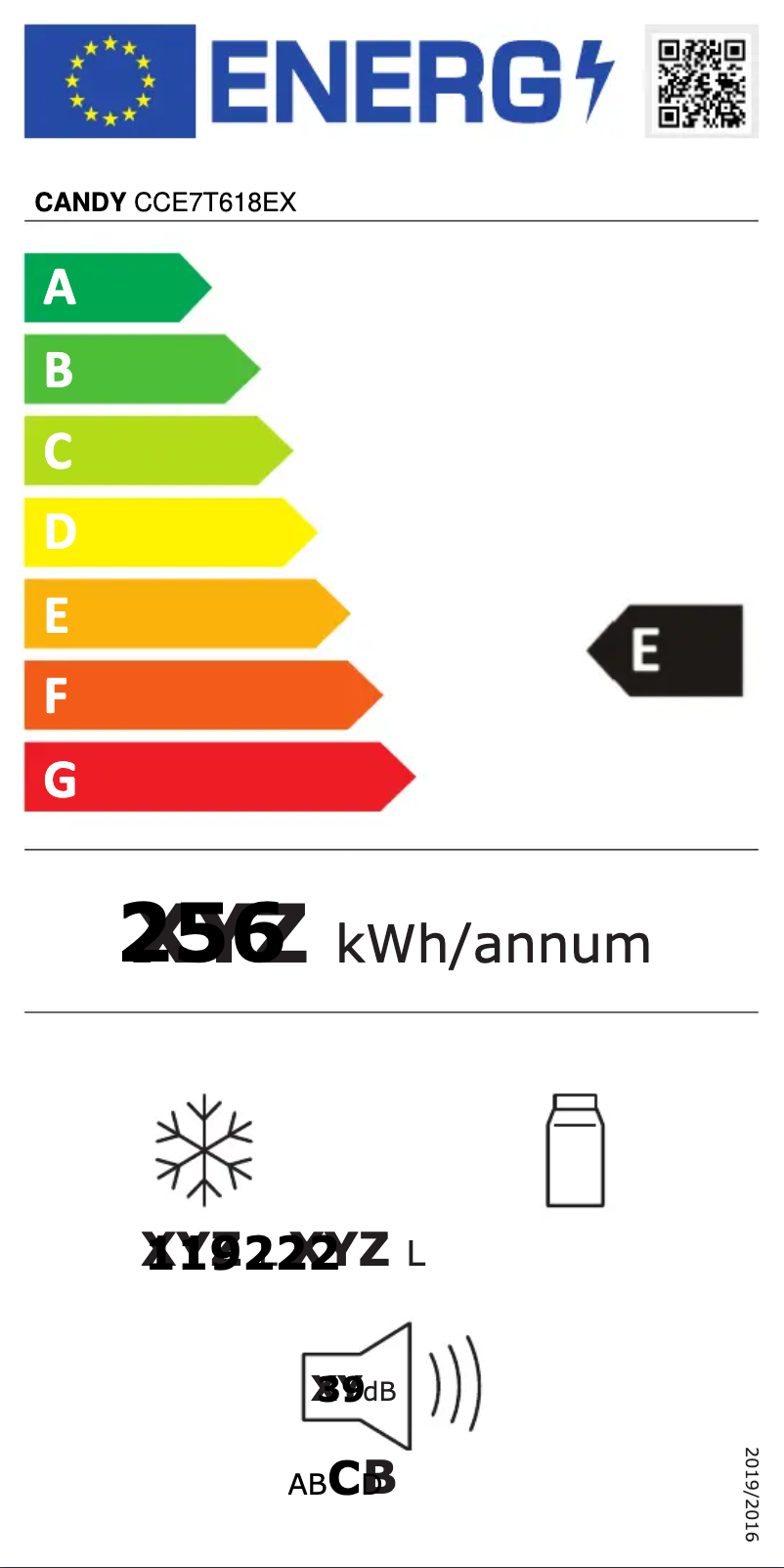 Page n°1 - Label énergétique Candy CCE7T618EX