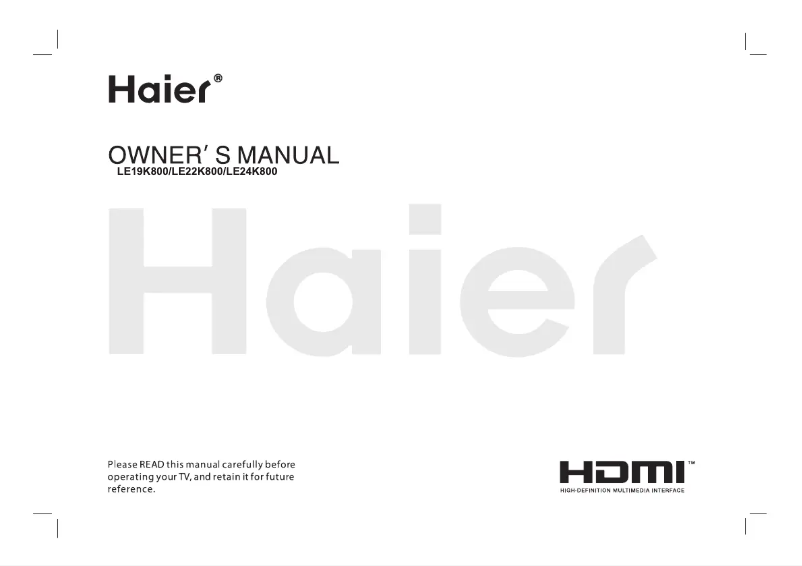 Page n°1 - Manuel utilisateur Haier LE19K800