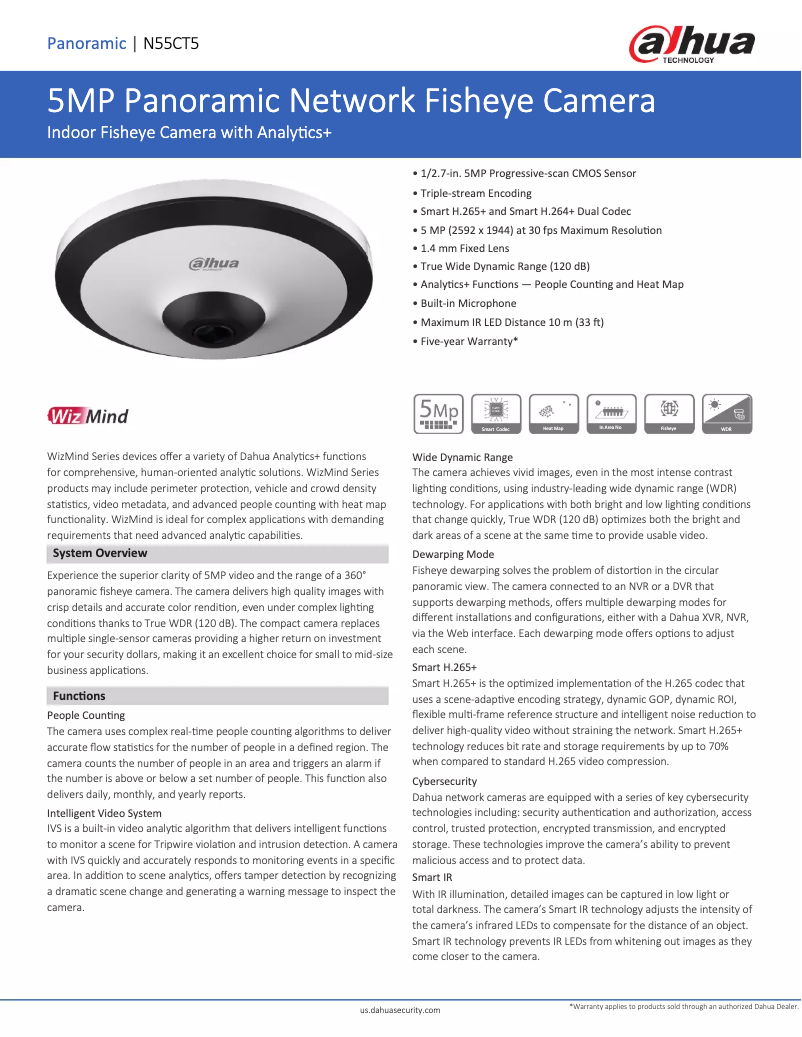 Page n°1 - Fiche technique Dahua Technology N55CT5