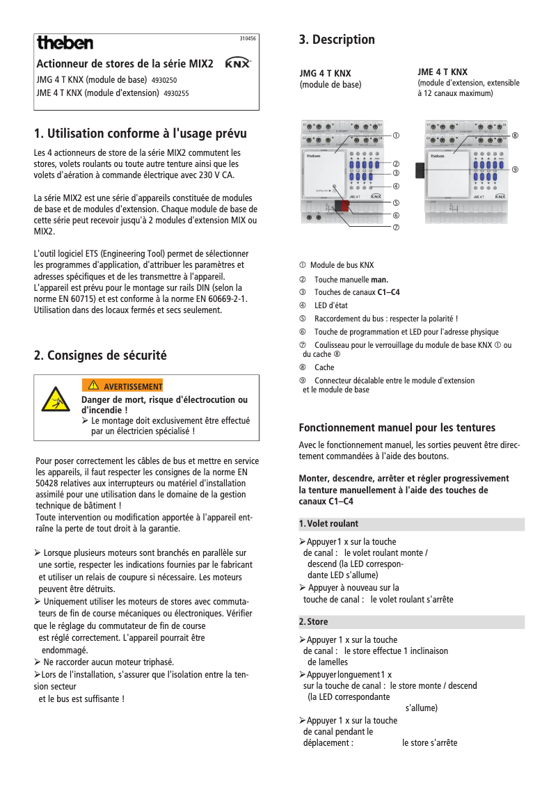 Image de la première page du manuel de l'appareil JME 4 T KNX