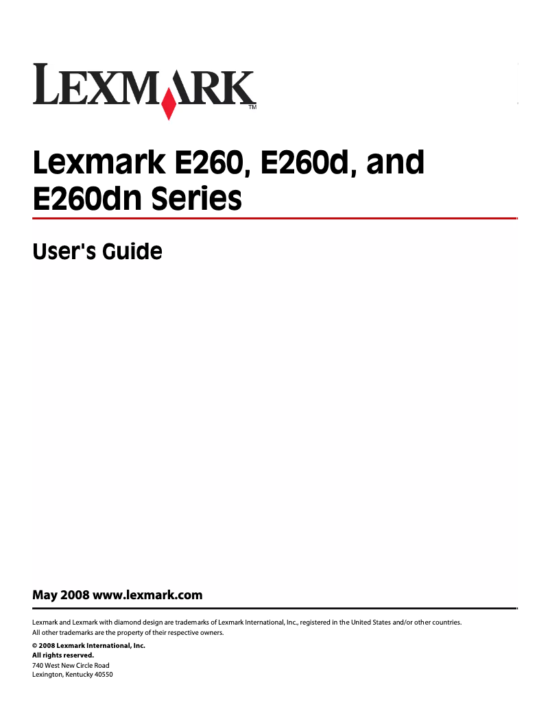 Page 1 de la notice Manuel utilisateur Lexmark E260D