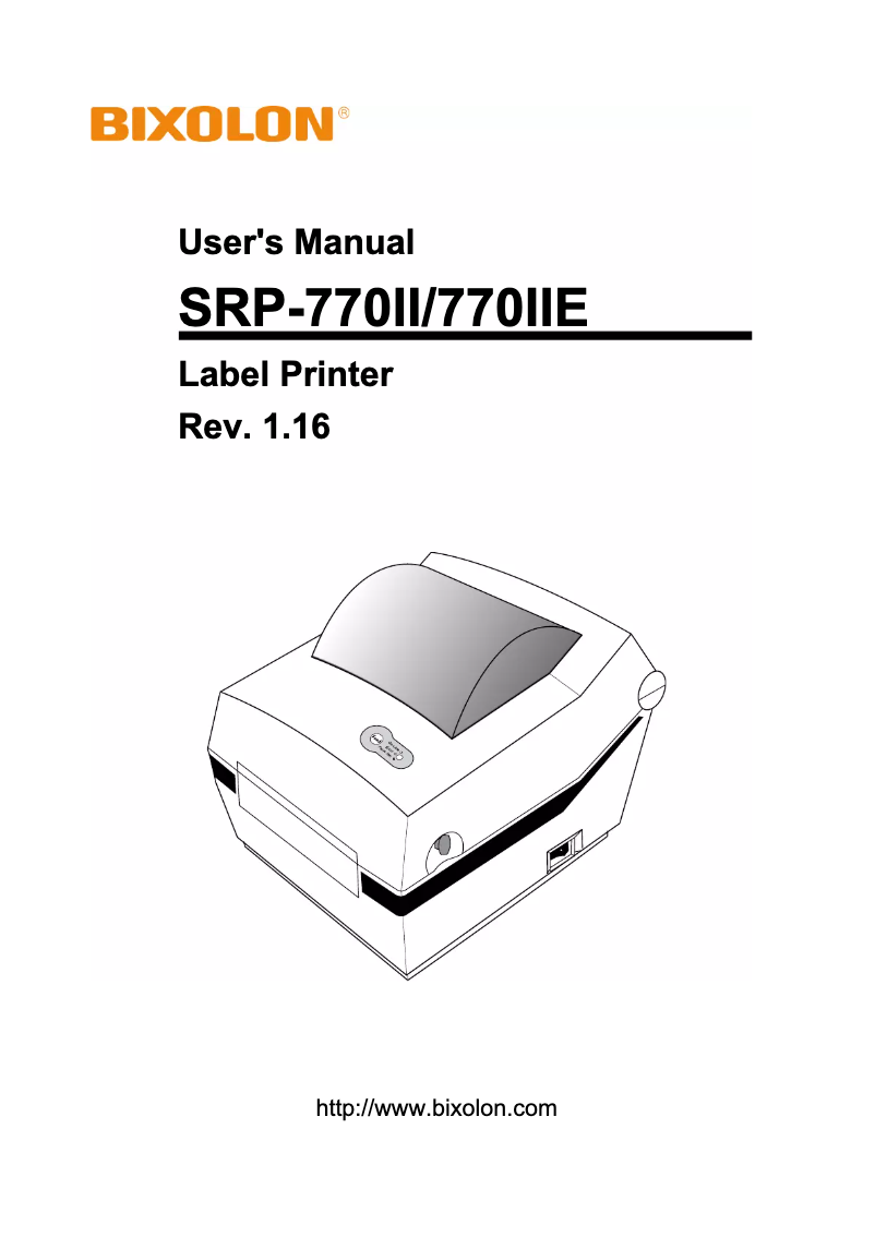 Page n°1 - Manuel utilisateur Bixolon SRP-770IIC/BEG