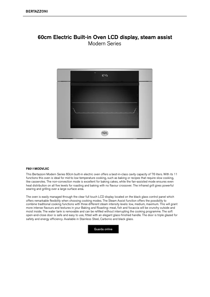 Page 1 de la notice Manuel utilisateur Bertazzoni F6011MODPTN