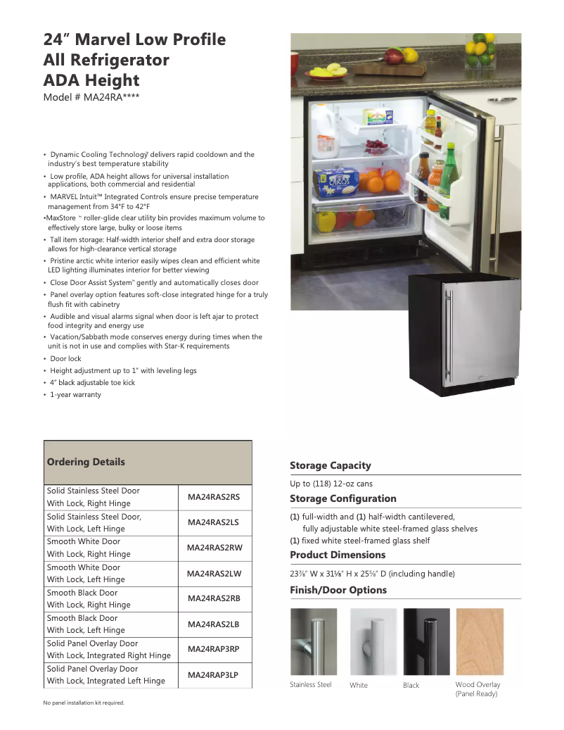 Page 1 of the manual Technical Sheet Marvel MA24RAS2RB