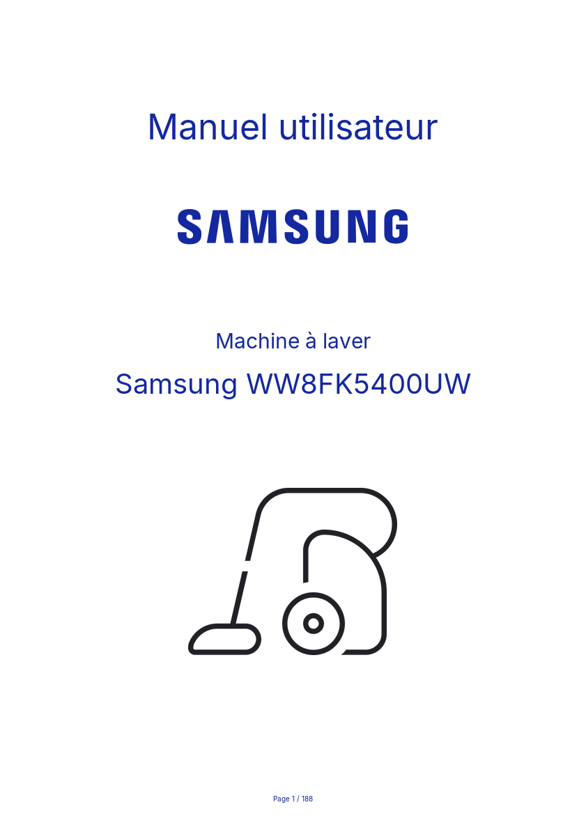 Page n°1 - Manuel utilisateur Samsung WW8FK5400UW
