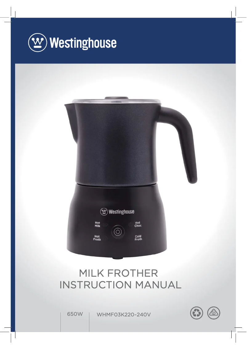 Page 1 de la notice Manuel utilisateur Westinghouse WHMF03K