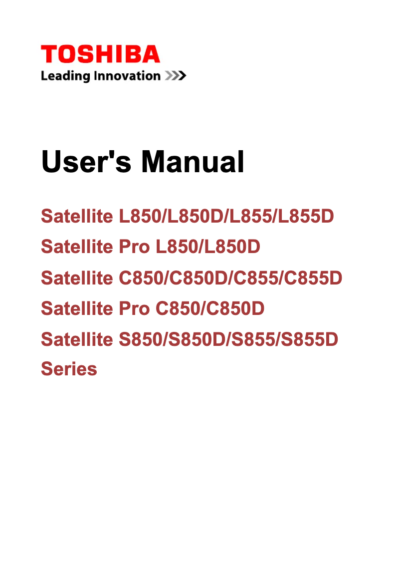 Image de la première page du manuel de l'appareil Satellite S855