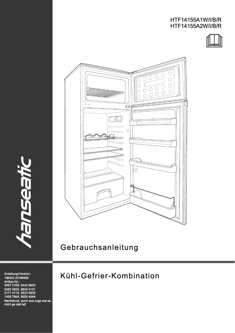 Page 1 de la notice Manuel utilisateur Hanseatic HTF14155A1W