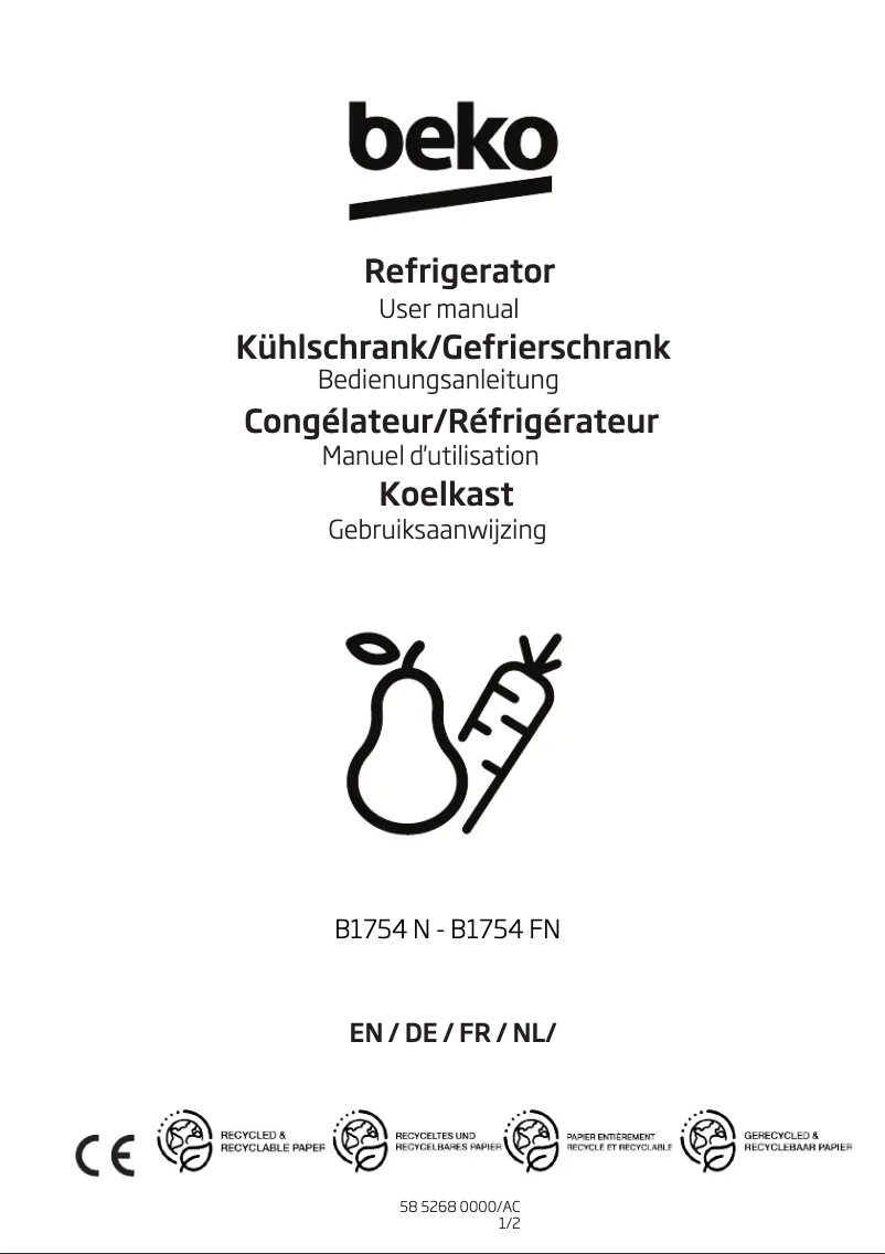 Image de la première page du manuel de l'appareil B1754N