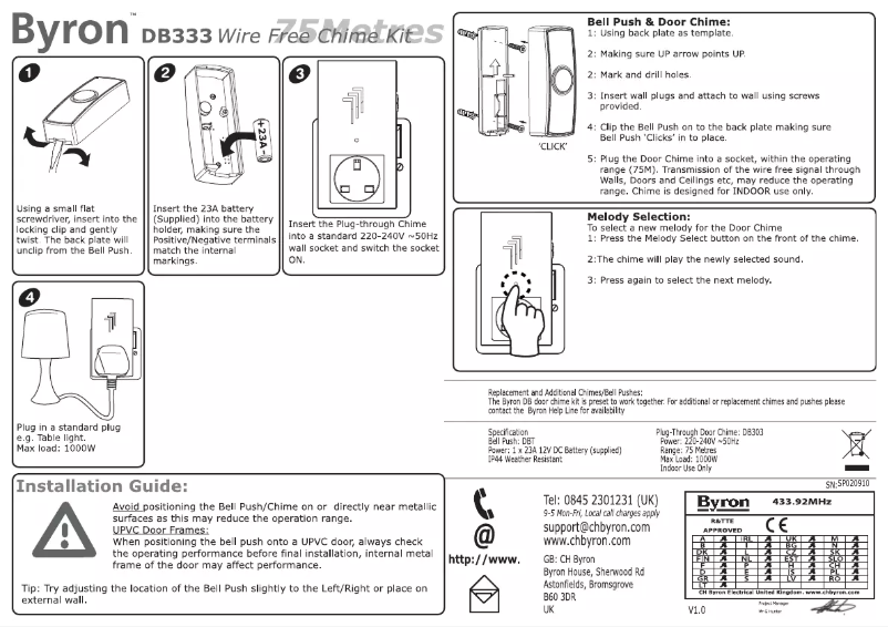 Image de la première page du manuel de l'appareil DB333