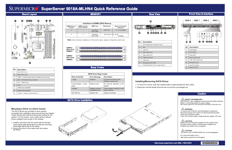 Page 1 de la notice Manuel utilisateur Supermicro SuperServer 5018A-MLHN4