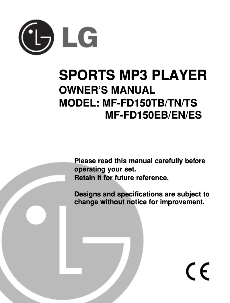 Page 1 de la notice Manuel utilisateur LG MF-FD150TS