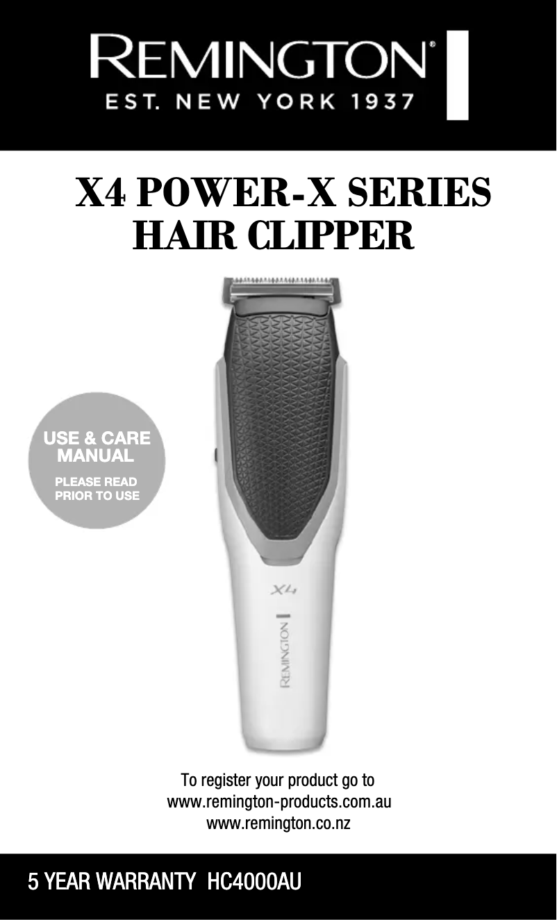 Page 1 de la notice Manuel utilisateur Remington X4 Power-X Series HC4000AU