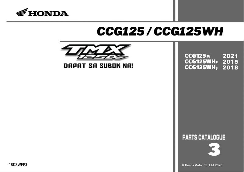Page 1 de la notice Manuel utilisateur Honda TMX125α (2018)