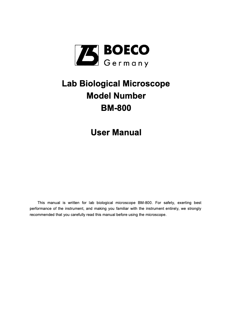 Page 1 de la notice Manuel utilisateur Boeco BM-800
