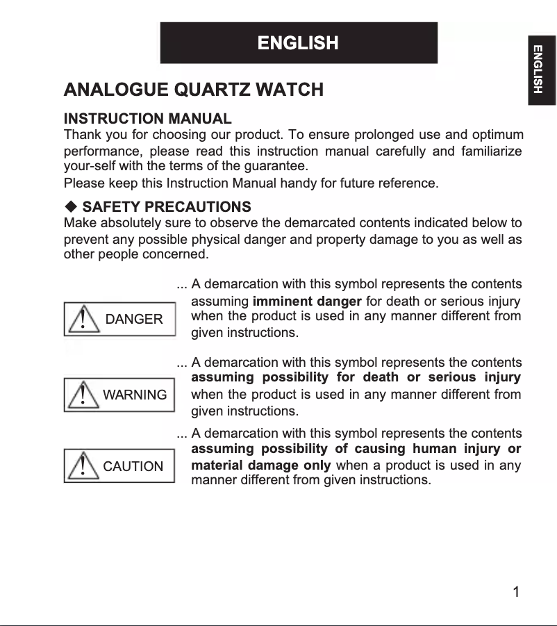 Page n°1 - Manuel utilisateur ORIENT Contemporary QC0U004W