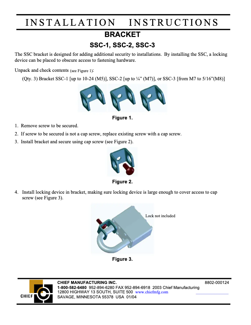 Page 1 de la notice Manuel utilisateur Chief SSC1