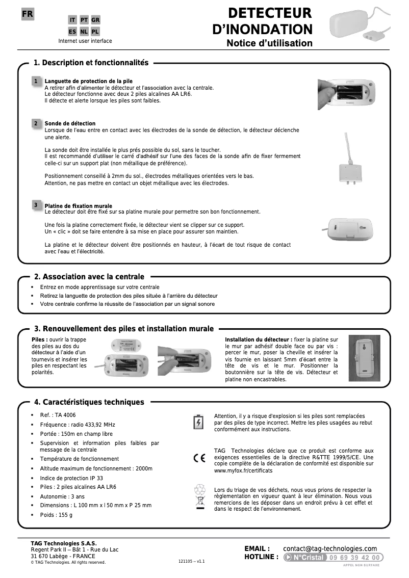 Page 1 de la notice Manuel utilisateur Myfox TA4006