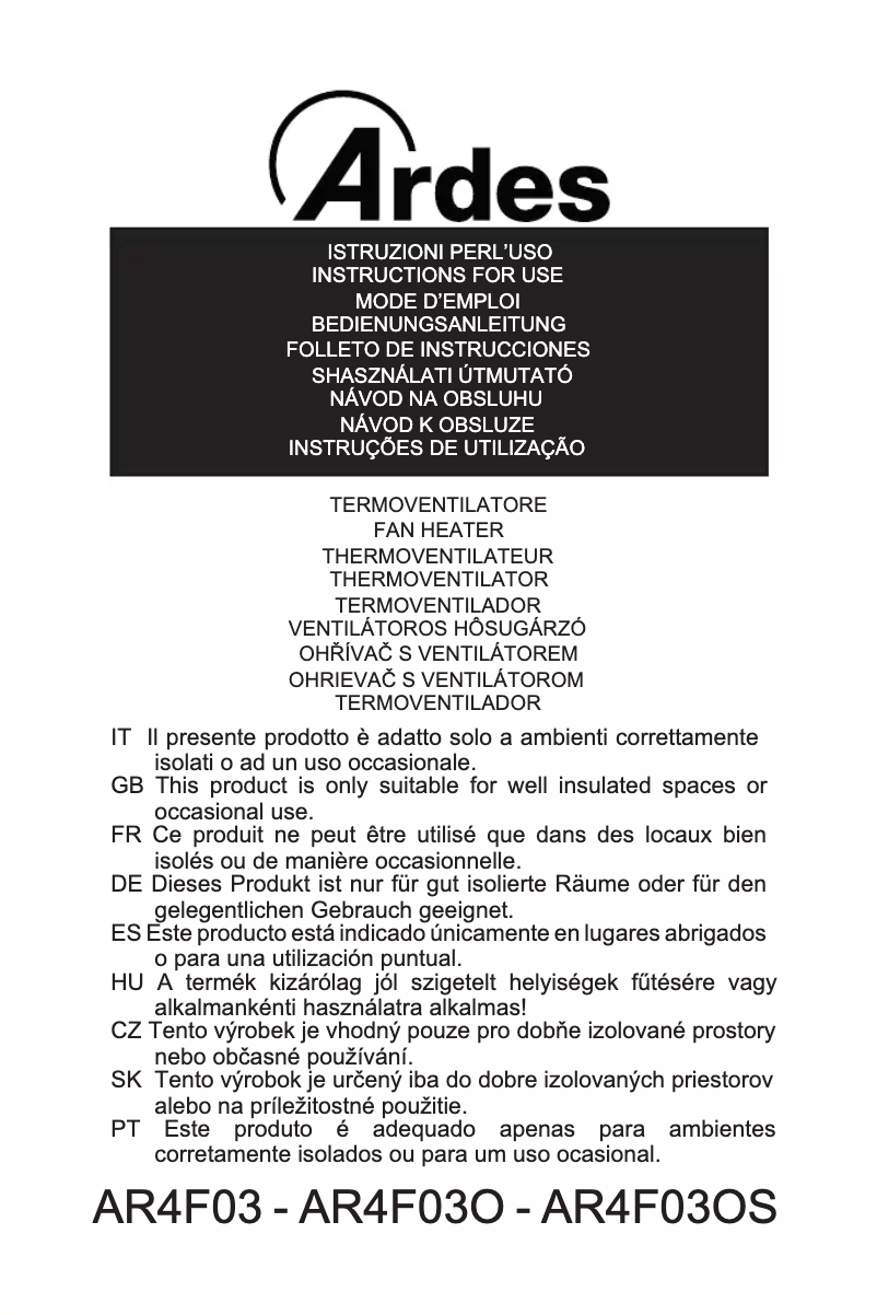 Image de la première page du manuel de l'appareil AR4F03OS