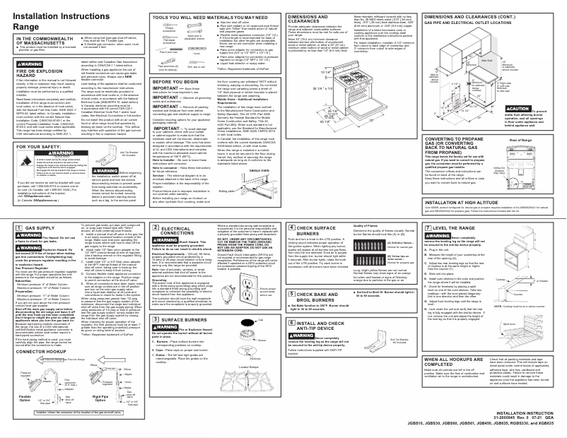 Page 1 de la notice Guide d'installation Crosley XGB635DEKWW