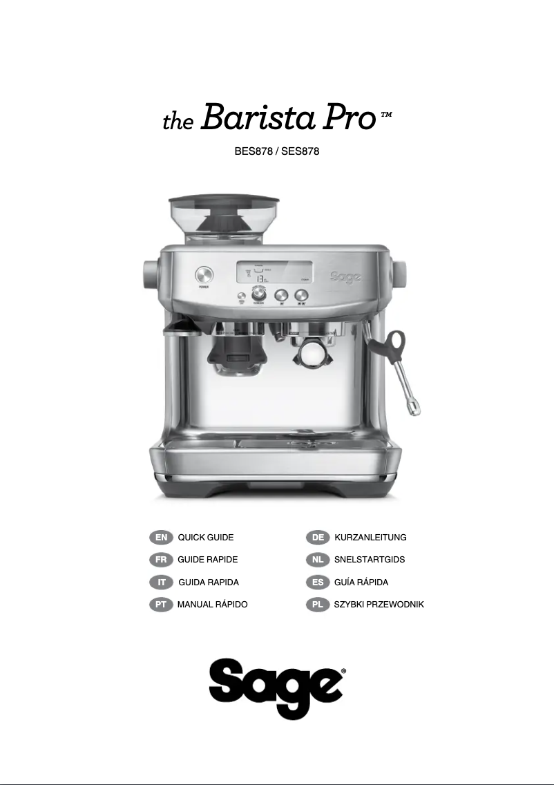 Image de la première page du manuel de l'appareil The Barista Pro SES878