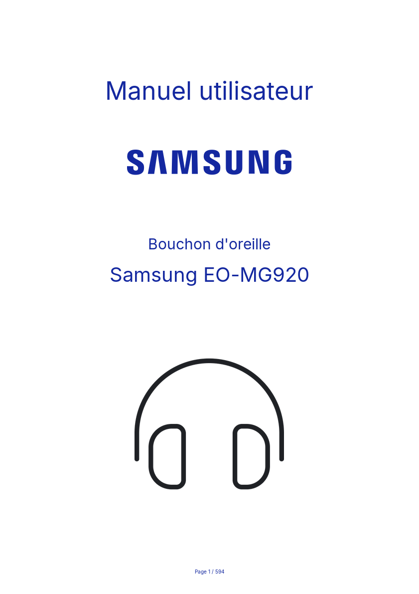 Page n°1 - Manuel utilisateur Samsung EO-MG920