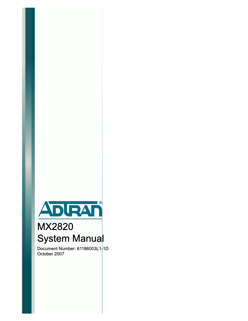 Page 1 de la notice Manuel utilisateur Adtran MX2820