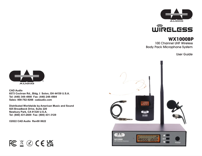 Page 1 de la notice Manuel utilisateur CAD Audio TX1000BP