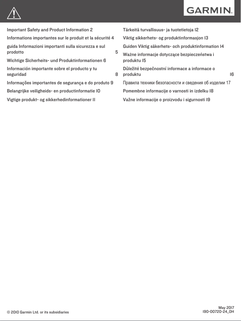 Page 1 de la notice Instructions de sécurité Garmin GPSMAP 62sc