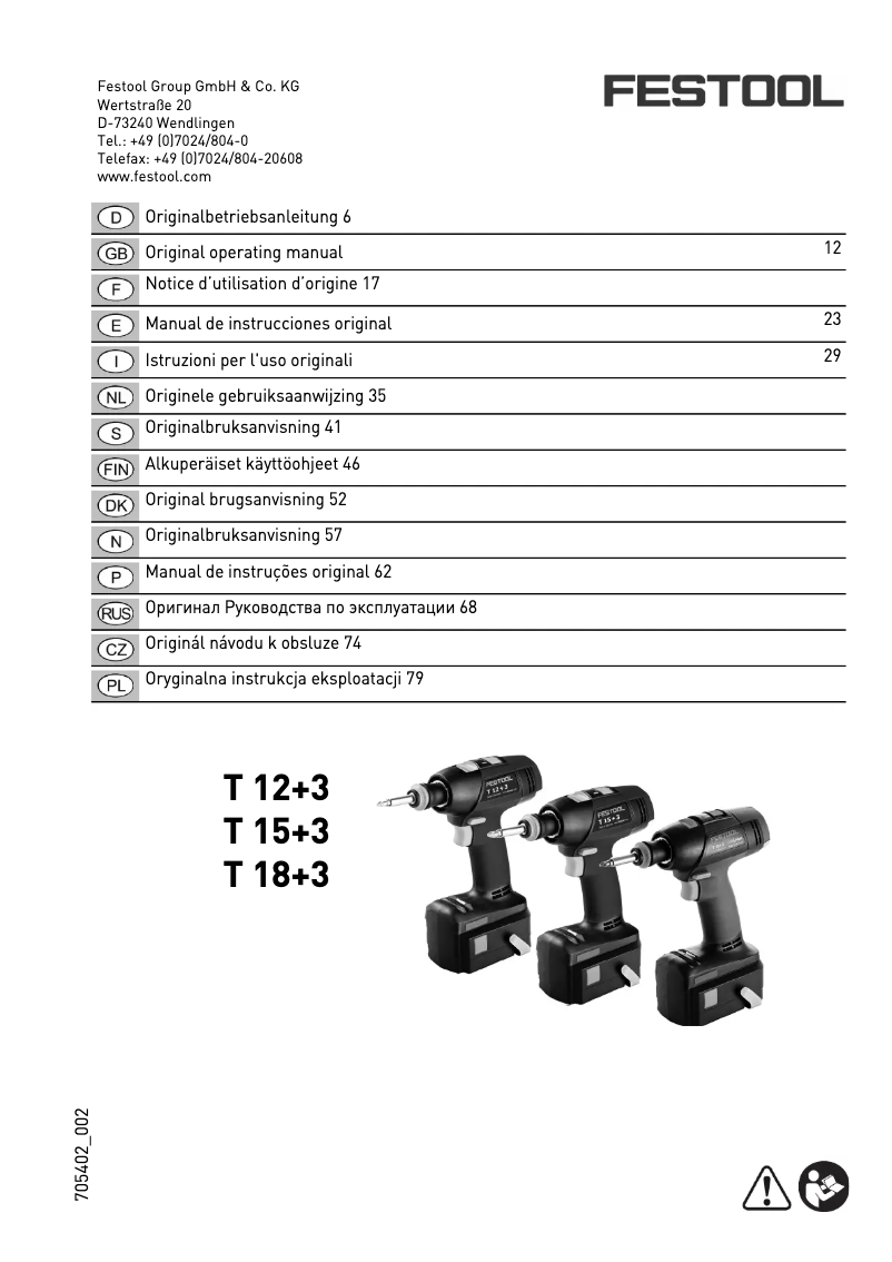 Página 1 del manual Manual de usuario Festool T 15+3