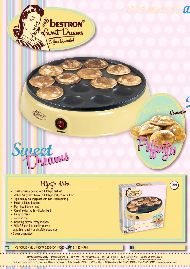 Page 1 de la notice Fiche technique Bestron APFM700SD