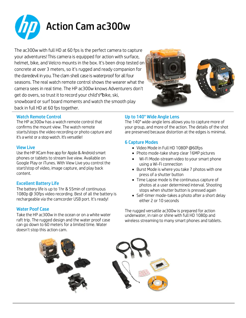 Page 1 de la notice Fiche technique HP AC300w