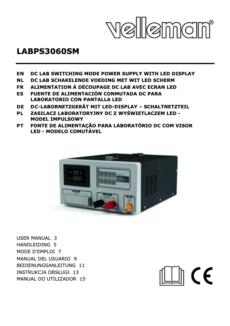 Page n°1 - Manuel utilisateur Velleman LABPS3060SM