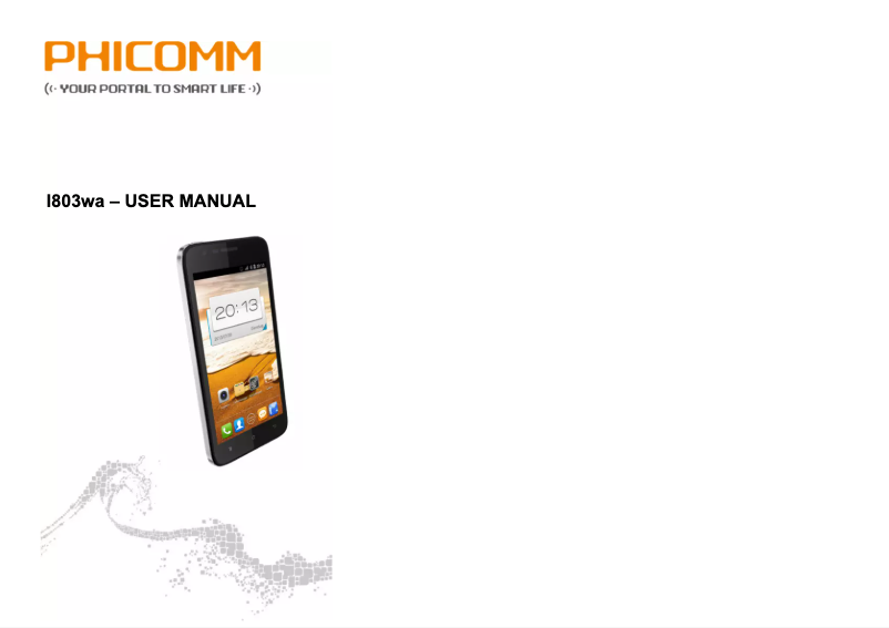 Page 1 de la notice Manuel utilisateur Phicomm i803wa