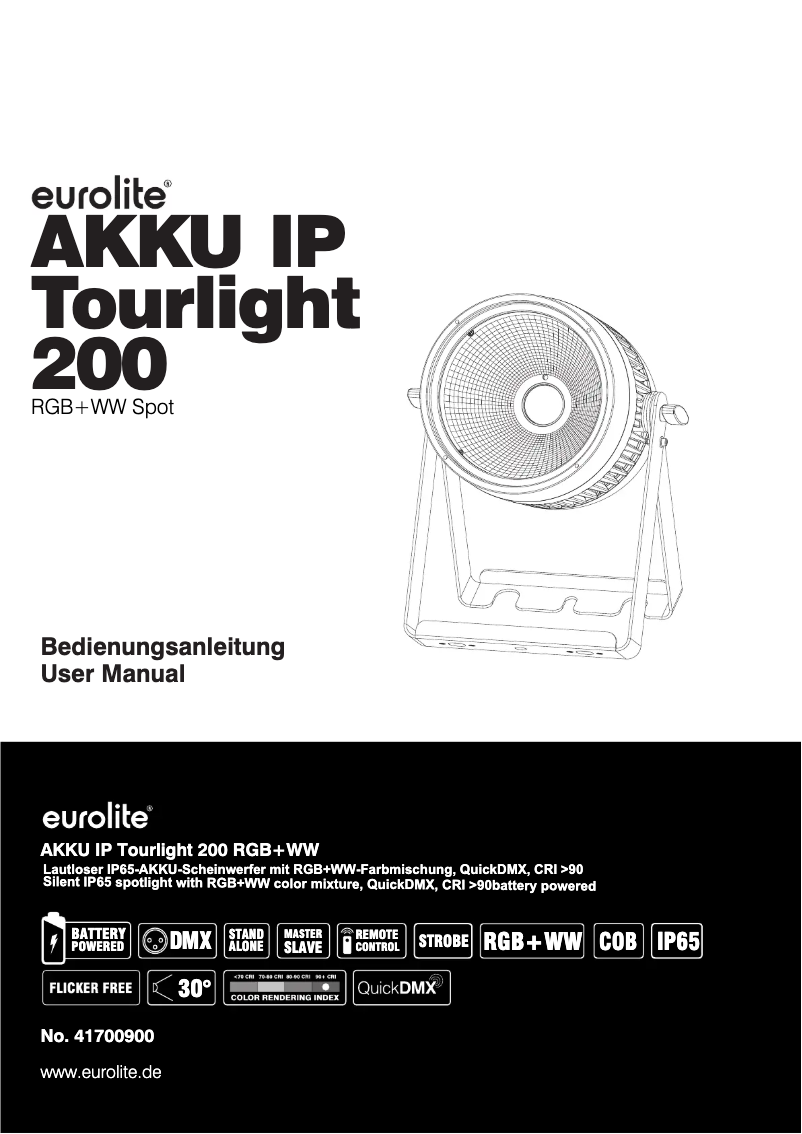 Page n°1 - Manuel utilisateur Eurolite AKKU IP Tourlight 200