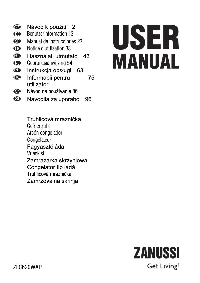 Page n°1 - Manuel utilisateur Zanussi ZFC 620 WAP