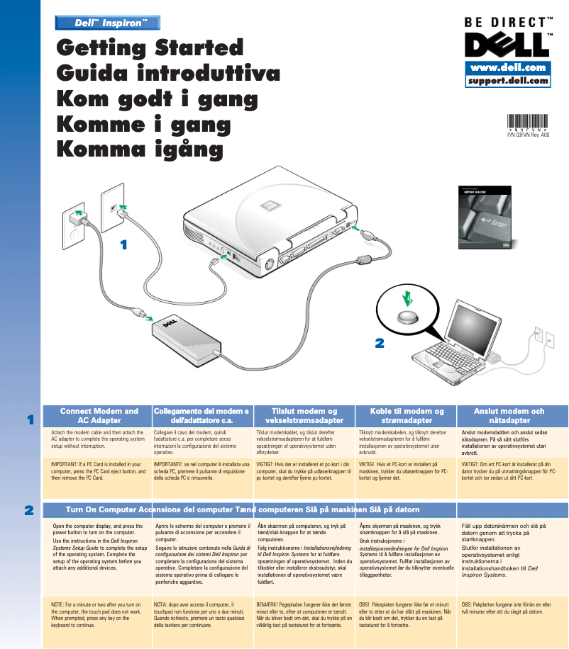 Page 1 de la notice Manuel utilisateur Dell Inspiron 3800