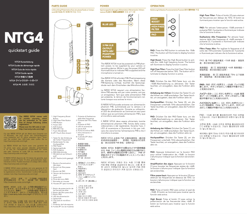 Page 1 de la notice Manuel utilisateur Røde NTG4