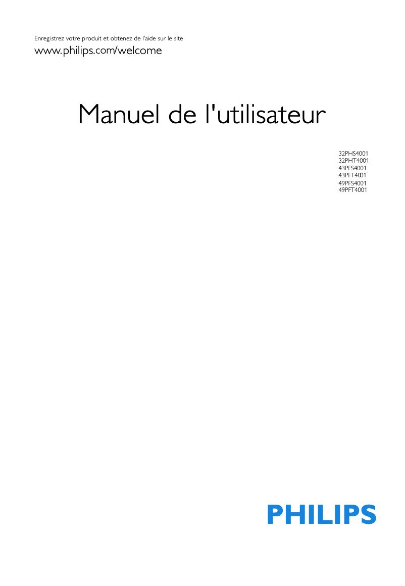 Page 1 de la notice Manuel utilisateur Philips 4000 series 43PFS4001