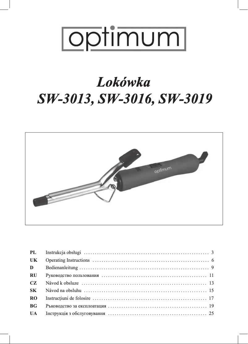 Page 1 de la notice Manuel utilisateur Optimum SW-3013