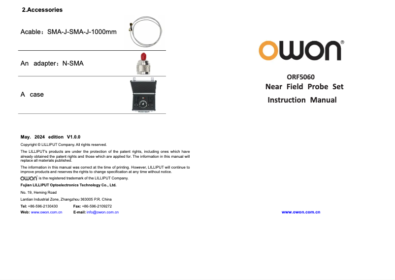 Page n°1 - Manuel utilisateur Owon ORF5060