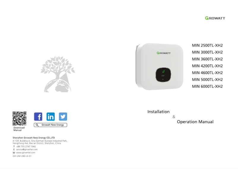 Image de la première page du manuel de l'appareil MIN2500-6000TL-XH2