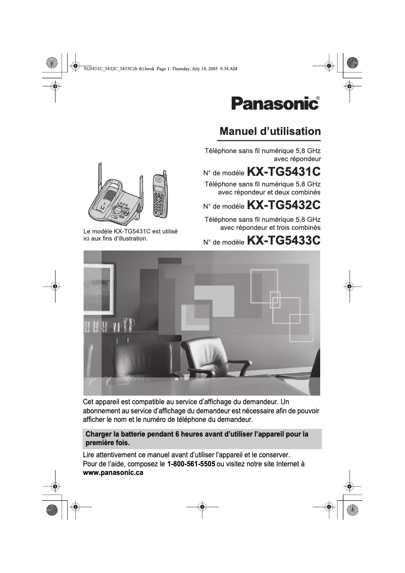 Imagen de la primera página del manual del dispositivo KX-TG5433
