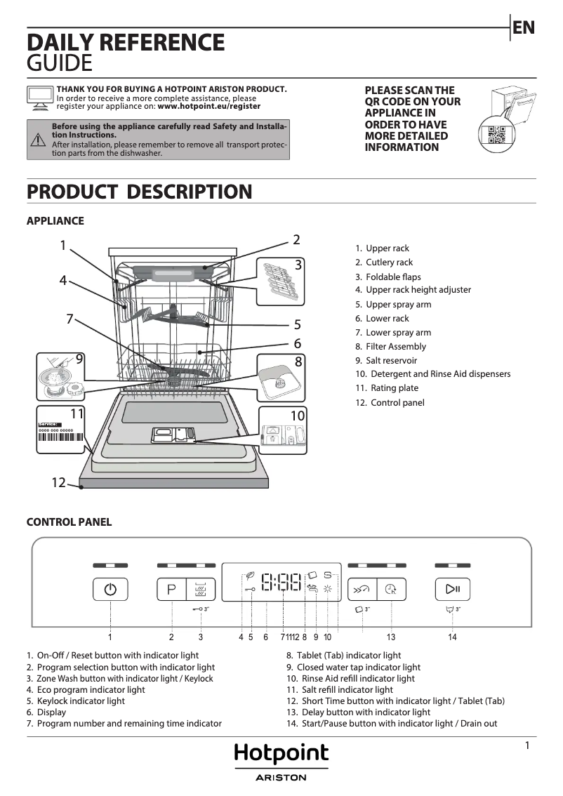 Page 1 de la notice Manuel utilisateur Hotpoint HFC 3C26 F