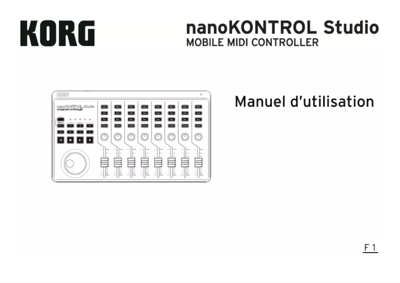 Image de la première page du manuel de l'appareil nanoKontrol Studio