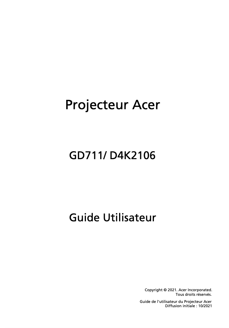 Page n°1 - Manuel utilisateur Acer GD711