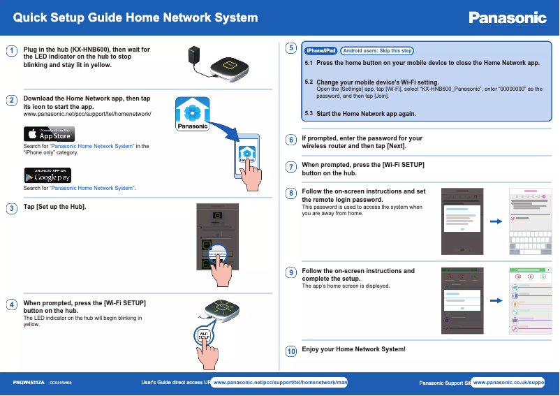 Page 1 de la notice Guide de démarrage rapide Panasonic KX-HNS105E